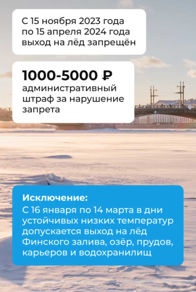 С 15 ноября 2023 по 15 апреля 2024 выход на лёд в Петербурге запрещён -  ГБОУ гимназия № 402 Санкт-Петербурга